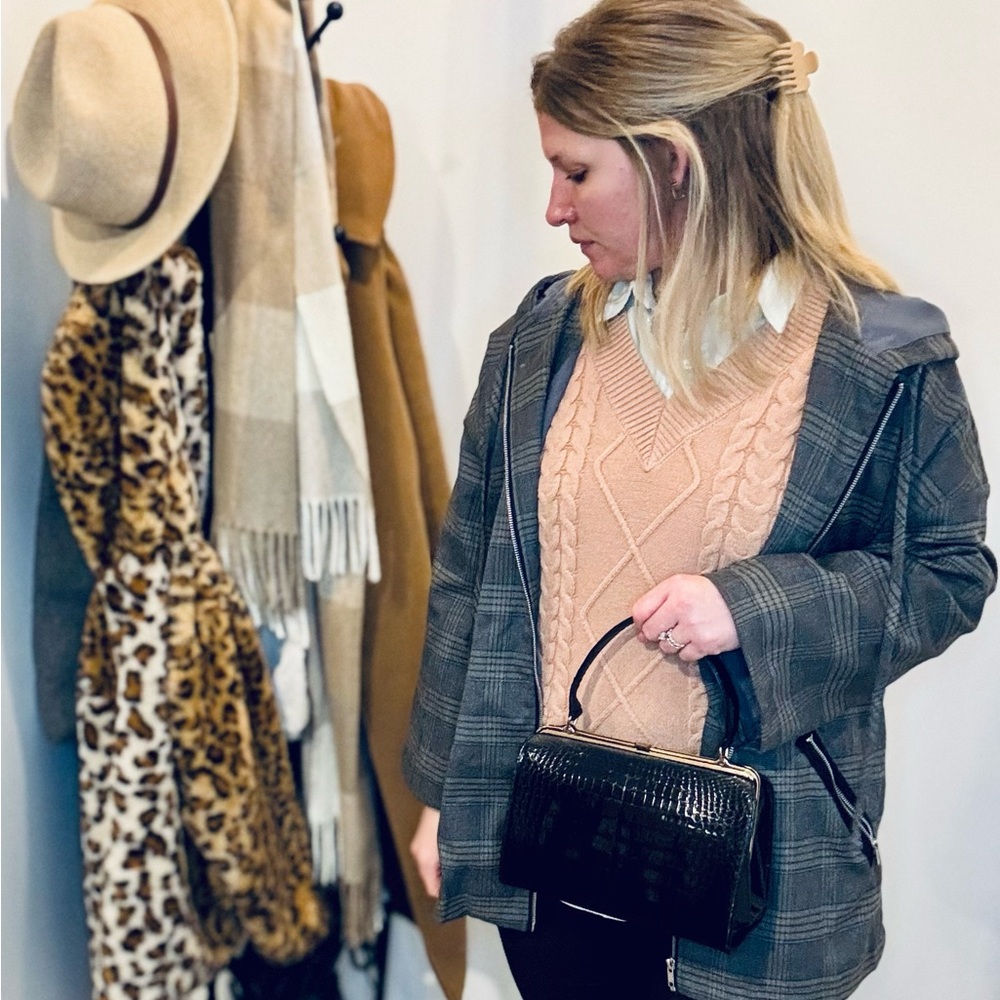 Vintage J. Miller Black Crocodile Leather Handbag